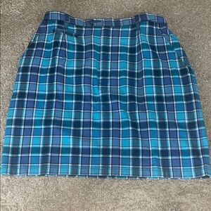 Eddie Bauer 100% Cotton Tesl and Navy Plaid A-line Skirt, Woman’s 14